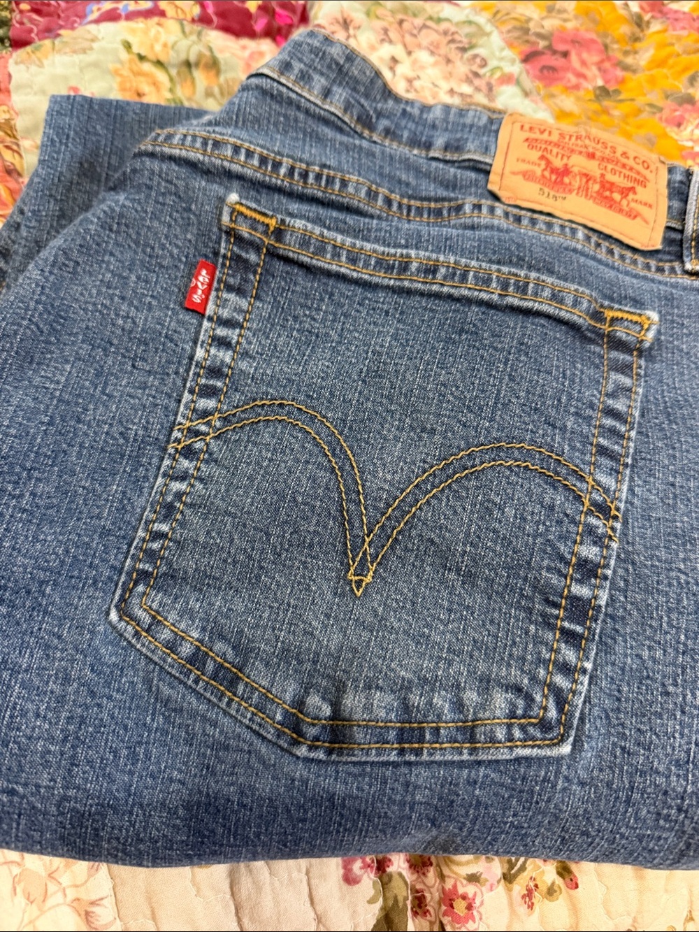 Levi's Men's Denim Straight Jeans in Blue with Gold Stitching